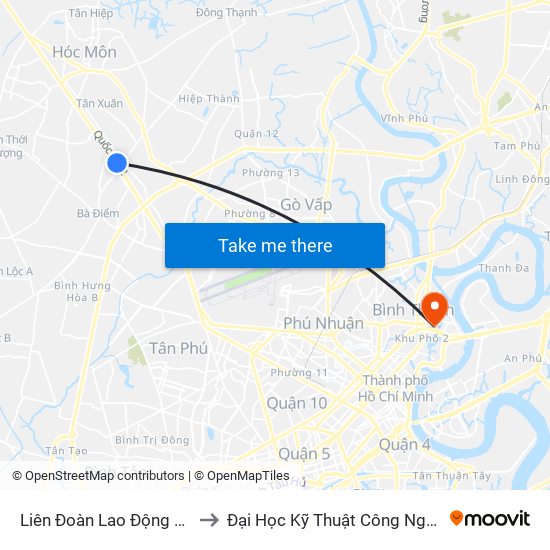 Liên Đoàn Lao Động Hóc Môn to Đại Học Kỹ Thuật Công Nghệ Tp.Hcm map