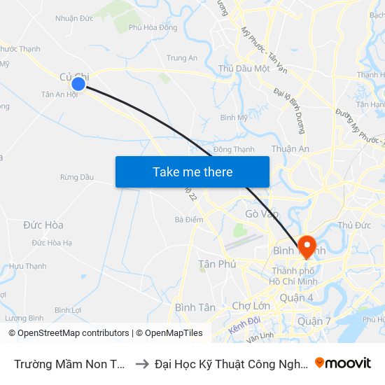 Trường Mầm Non Thị Trấn 3 to Đại Học Kỹ Thuật Công Nghệ Tp.Hcm map