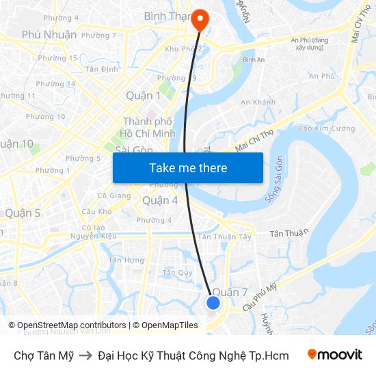 Chợ Tân Mỹ to Đại Học Kỹ Thuật Công Nghệ Tp.Hcm map