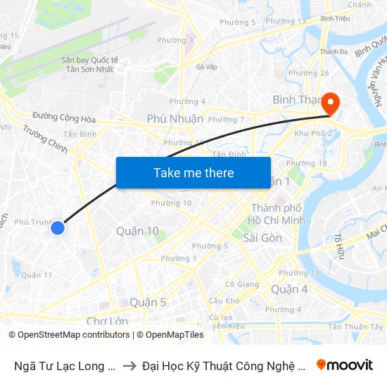 Ngã Tư Lạc Long Quân to Đại Học Kỹ Thuật Công Nghệ Tp.Hcm map