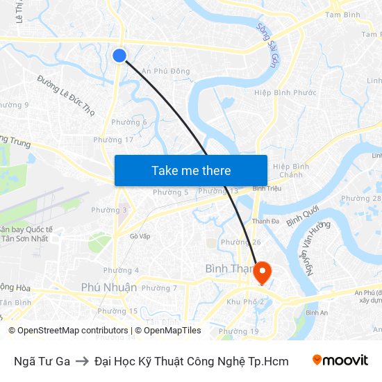 Ngã Tư Ga to Đại Học Kỹ Thuật Công Nghệ Tp.Hcm map