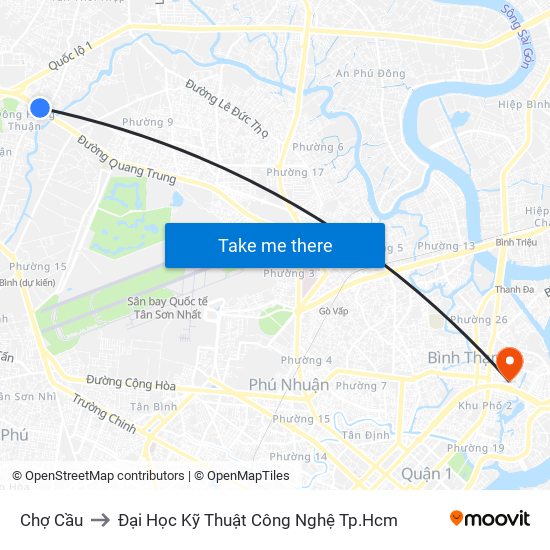 Chợ Cầu to Đại Học Kỹ Thuật Công Nghệ Tp.Hcm map