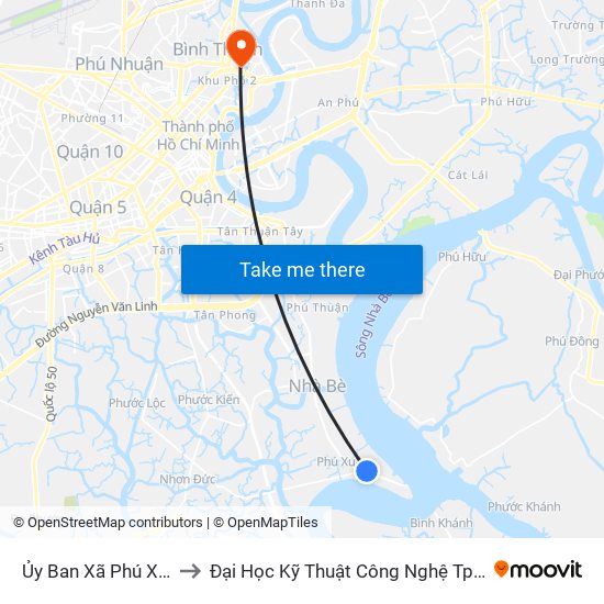 Ủy Ban Xã Phú Xuân to Đại Học Kỹ Thuật Công Nghệ Tp.Hcm map