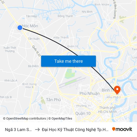 Ngã 3 Lam Sơn to Đại Học Kỹ Thuật Công Nghệ Tp.Hcm map