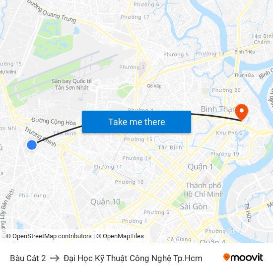 Bàu Cát 2 to Đại Học Kỹ Thuật Công Nghệ Tp.Hcm map