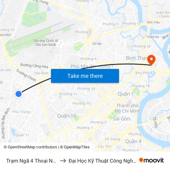 Trạm Ngã 4 Thoại Ngọc Hầu to Đại Học Kỹ Thuật Công Nghệ Tp.Hcm map