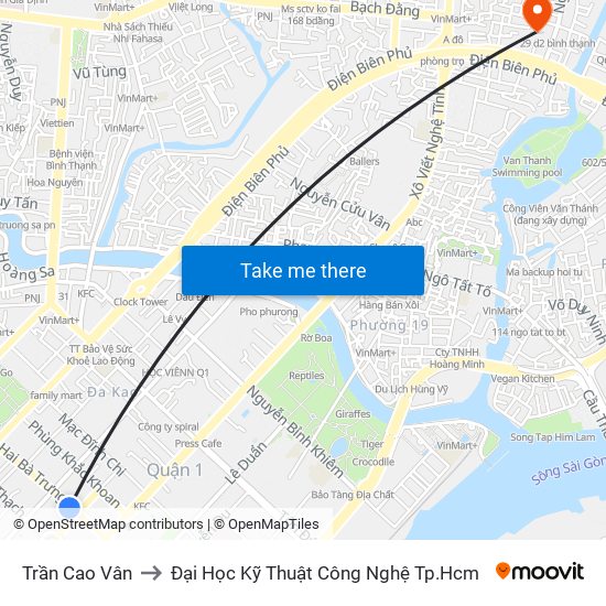 Trần Cao Vân to Đại Học Kỹ Thuật Công Nghệ Tp.Hcm map