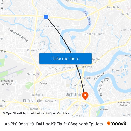 An Phú Đông to Đại Học Kỹ Thuật Công Nghệ Tp.Hcm map