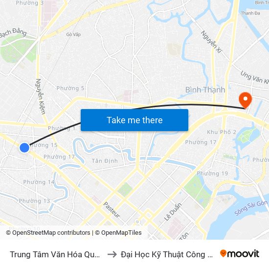 Trung Tâm Văn Hóa Quận Phú Nhuận to Đại Học Kỹ Thuật Công Nghệ Tp.Hcm map