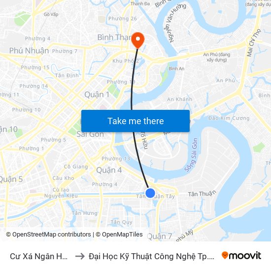 Cư Xá Ngân Hàng to Đại Học Kỹ Thuật Công Nghệ Tp.Hcm map