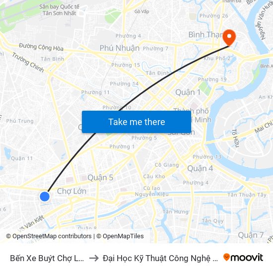 Bến Xe Buýt Chợ Lớn - B to Đại Học Kỹ Thuật Công Nghệ Tp.Hcm map