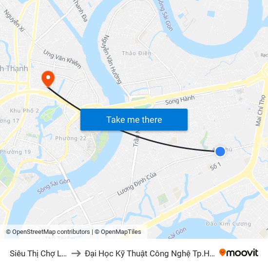 Siêu Thị Chợ Lớn to Đại Học Kỹ Thuật Công Nghệ Tp.Hcm map