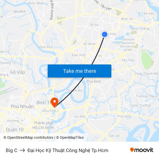 Big C to Đại Học Kỹ Thuật Công Nghệ Tp.Hcm map