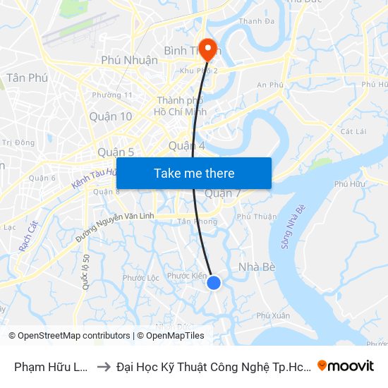 Phạm Hữu Lầu to Đại Học Kỹ Thuật Công Nghệ Tp.Hcm map