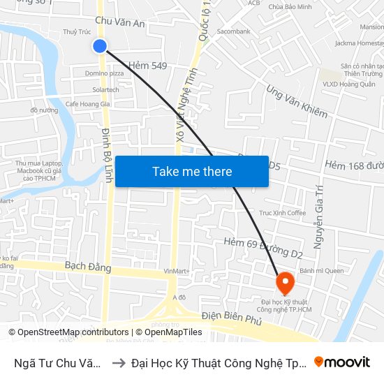 Ngã Tư Chu Văn An to Đại Học Kỹ Thuật Công Nghệ Tp.Hcm map