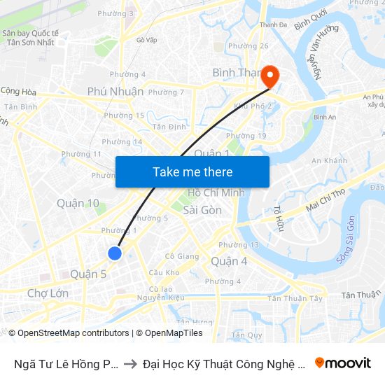 Ngã Tư Lê Hồng Phong to Đại Học Kỹ Thuật Công Nghệ Tp.Hcm map