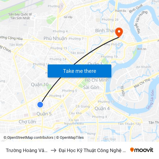 Trường Hoàng Văn Thụ to Đại Học Kỹ Thuật Công Nghệ Tp.Hcm map