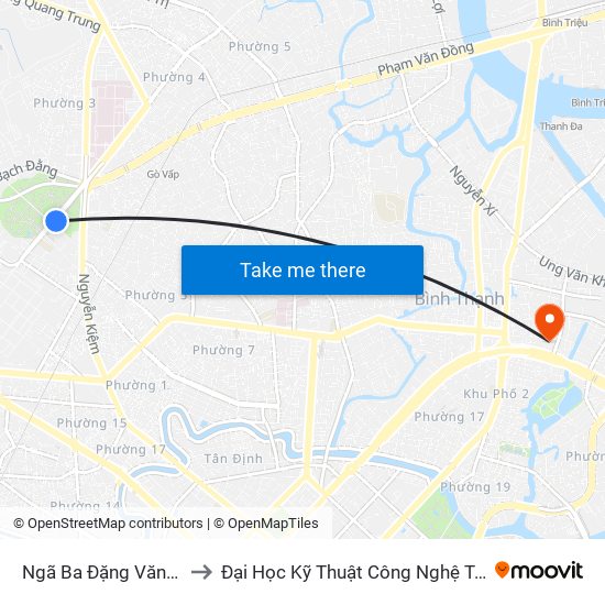 Ngã Ba Đặng Văn Sâm to Đại Học Kỹ Thuật Công Nghệ Tp.Hcm map