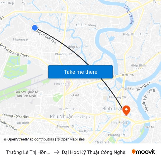 Trường Lê Thị Hồng Gấm to Đại Học Kỹ Thuật Công Nghệ Tp.Hcm map