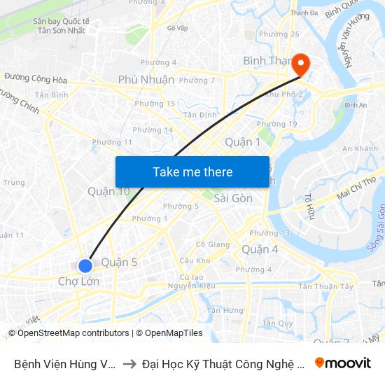 Bệnh Viện Hùng Vương to Đại Học Kỹ Thuật Công Nghệ Tp.Hcm map