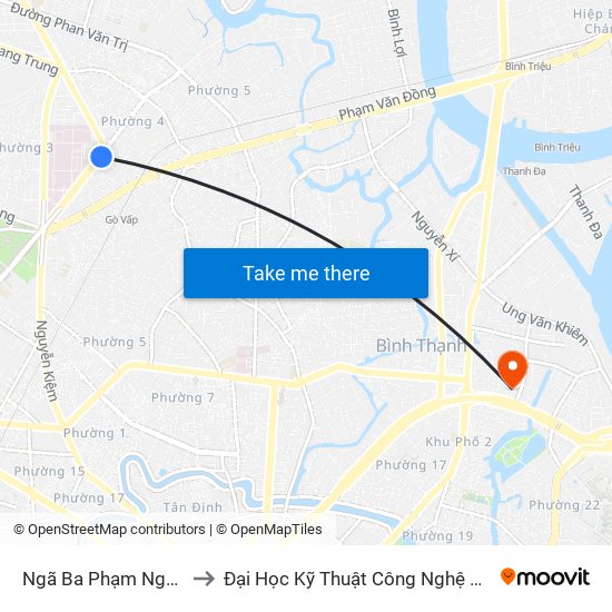 Ngã Ba Phạm Ngũ Lão to Đại Học Kỹ Thuật Công Nghệ Tp.Hcm map