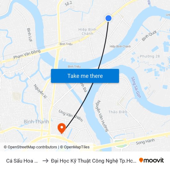 Cá Sấu Hoa Cà to Đại Học Kỹ Thuật Công Nghệ Tp.Hcm map