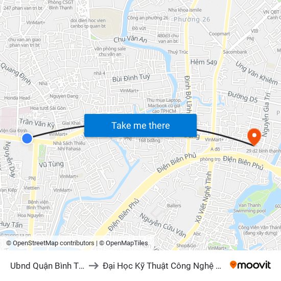 Ubnd Quận Bình Thạnh to Đại Học Kỹ Thuật Công Nghệ Tp.Hcm map