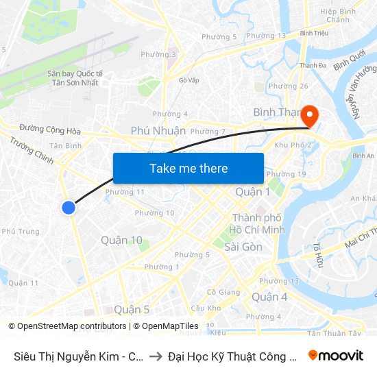 Siêu Thị Nguyễn Kim - Cmc Tân Bình to Đại Học Kỹ Thuật Công Nghệ Tp.Hcm map