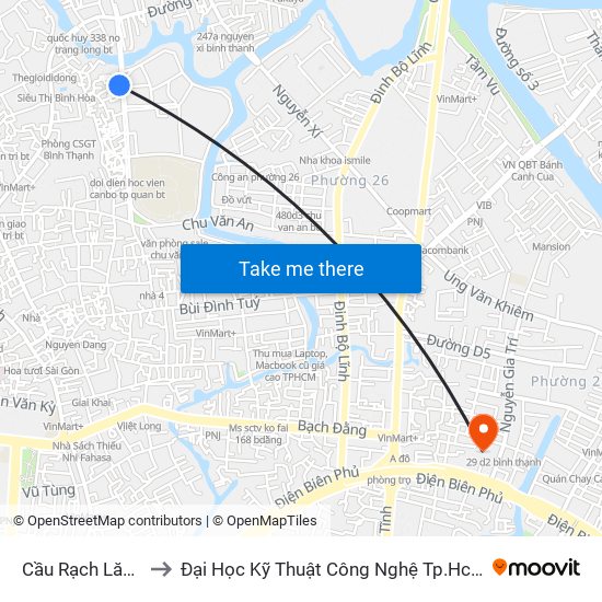 Cầu Rạch Lăng to Đại Học Kỹ Thuật Công Nghệ Tp.Hcm map