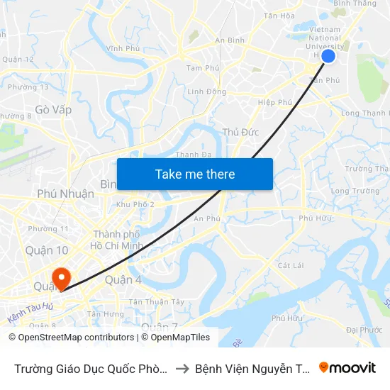 Trường Giáo Dục Quốc Phòng to Bệnh Viện Nguyễn Trãi map