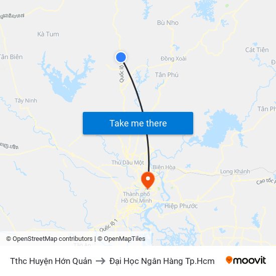 Tthc Huyện Hớn Quản to Đại Học Ngân Hàng Tp.Hcm map