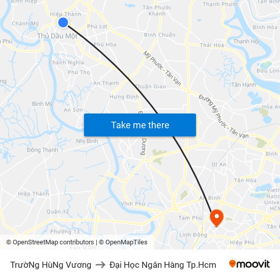 TrườNg HùNg Vương to Đại Học Ngân Hàng Tp.Hcm map