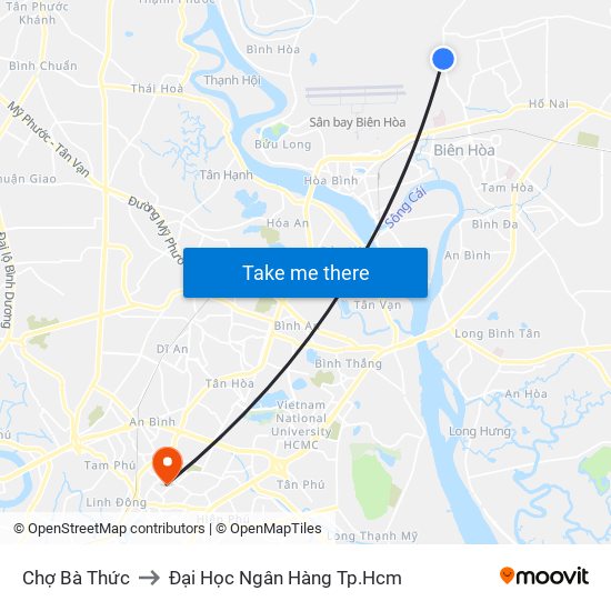 Chợ Bà Thức to Đại Học Ngân Hàng Tp.Hcm map