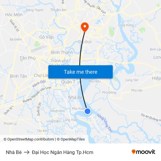 Nhà Bè to Đại Học Ngân Hàng Tp.Hcm map