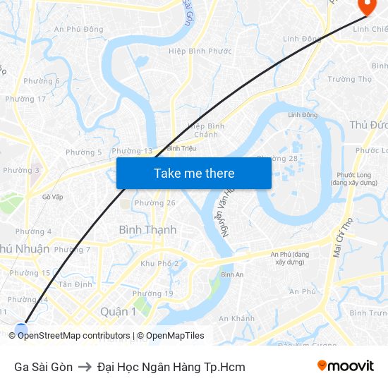 Ga Sài Gòn to Đại Học Ngân Hàng Tp.Hcm map