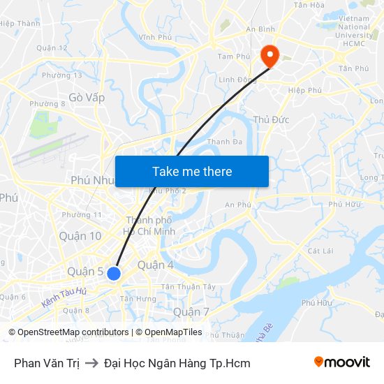 Phan Văn Trị to Đại Học Ngân Hàng Tp.Hcm map