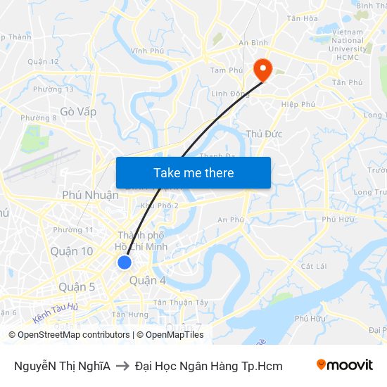 NguyễN Thị NghĩA to Đại Học Ngân Hàng Tp.Hcm map