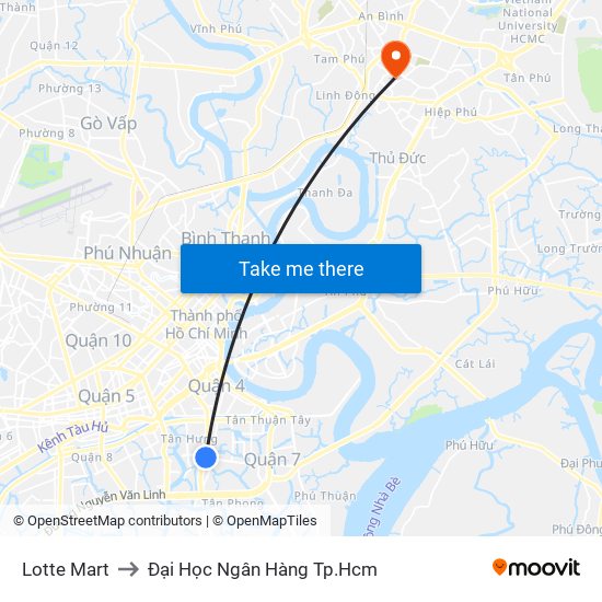 Lotte Mart to Đại Học Ngân Hàng Tp.Hcm map