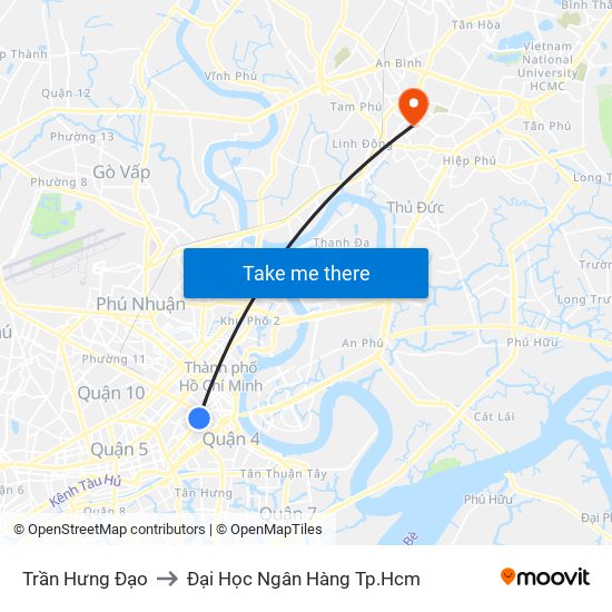 Trần Hưng Đạo to Đại Học Ngân Hàng Tp.Hcm map