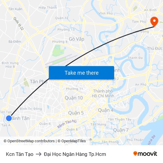 Kcn Tân Tạo to Đại Học Ngân Hàng Tp.Hcm map