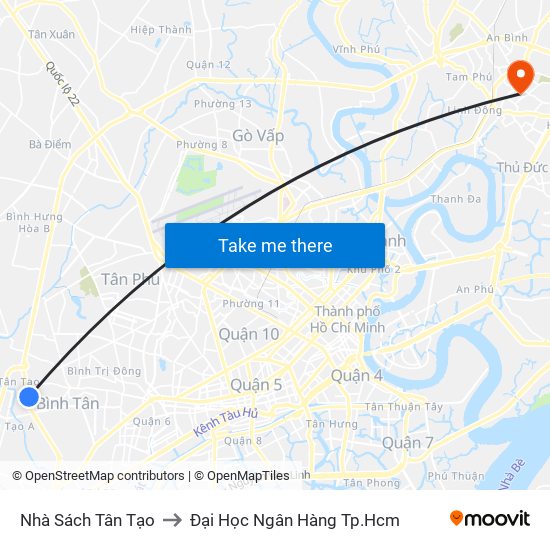 Nhà Sách Tân Tạo to Đại Học Ngân Hàng Tp.Hcm map