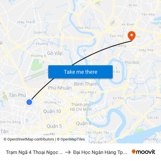 Trạm Ngã 4 Thoại Ngọc Hầu to Đại Học Ngân Hàng Tp.Hcm map