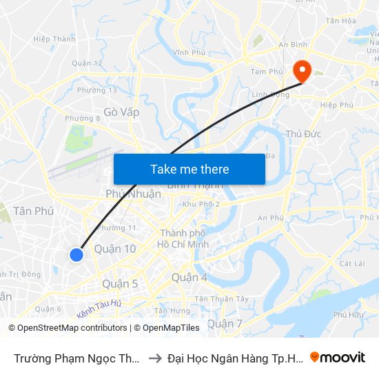 Trường Phạm Ngọc Thạch to Đại Học Ngân Hàng Tp.Hcm map