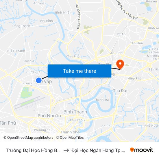 Trường Đại Học Hồng Bàng to Đại Học Ngân Hàng Tp.Hcm map