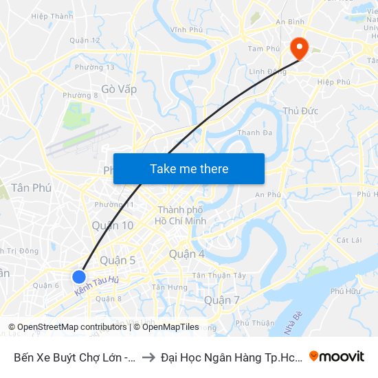 Bến Xe Buýt Chợ Lớn - B to Đại Học Ngân Hàng Tp.Hcm map