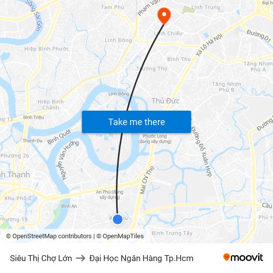 Siêu Thị Chợ Lớn to Đại Học Ngân Hàng Tp.Hcm map