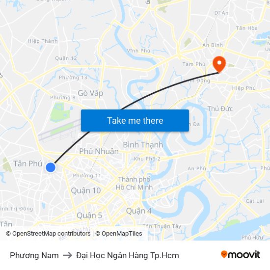 Phương Nam to Đại Học Ngân Hàng Tp.Hcm map