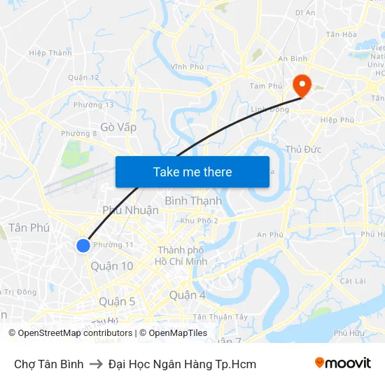 Chợ Tân Bình to Đại Học Ngân Hàng Tp.Hcm map