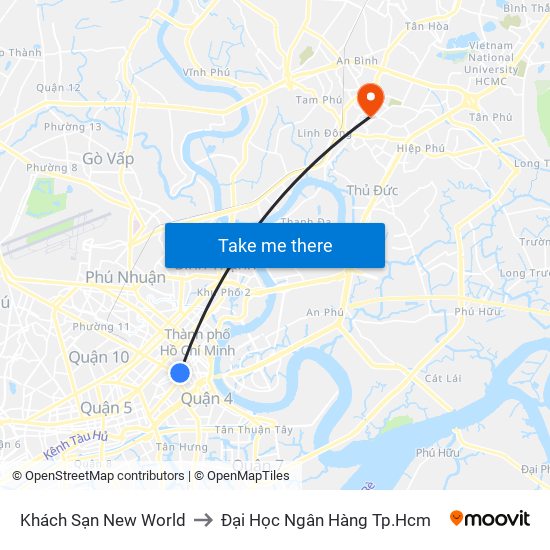 Khách Sạn New World to Đại Học Ngân Hàng Tp.Hcm map