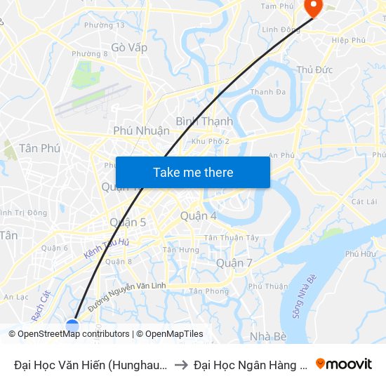 Đại Học Văn Hiến (Hunghau Campus) to Đại Học Ngân Hàng Tp.Hcm map